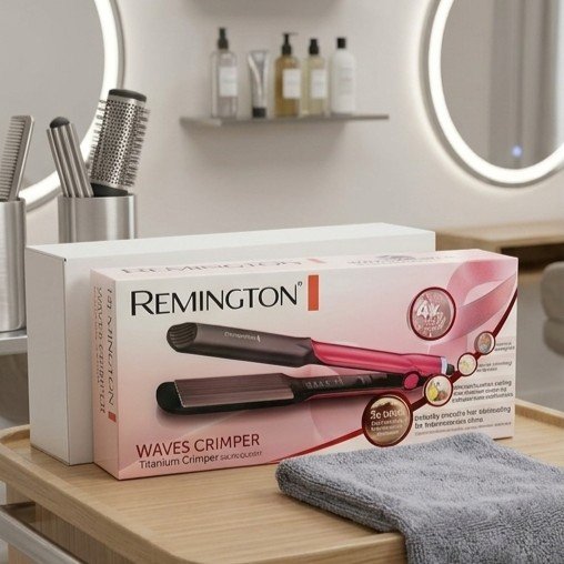 Remington Waves Crimper | Titanium Professional Hair Crimper | Argan Oil Ceramic Coating | 4X Heat Protection | 3X Shine | For Women