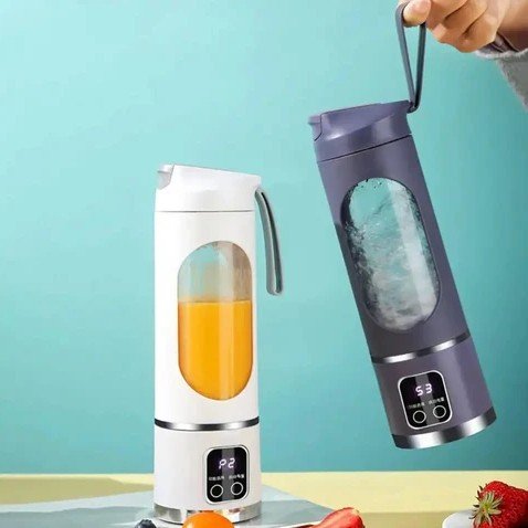 Portable USB Rechargeable 12 Blade Electric Juicer Blender - 400ml Travel Smoothie Blender with Digital Display