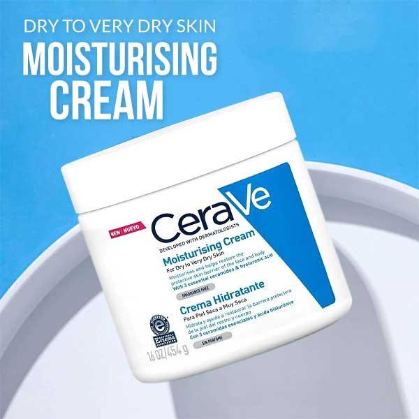 CeraVe Moisturising Cream | 454g / 16 Oz Jumbo Tub | For Dry to Very Dry Skin | With 3 Essential Ceramides + Hyaluronic Acid | Fragrance Free | Face & Body