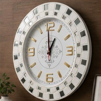 HANSHI White Mosaic Wall Clock - Modern Minimal