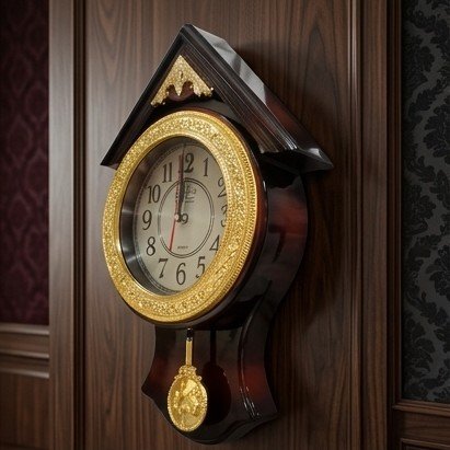 Royal Heritage Pendulum Wall Clock - Antique Brown & Gold