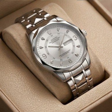 Men's Luxury Stainless Steel Watch | Silver White Dial 