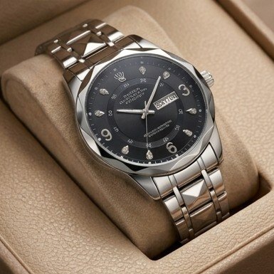 Men's Luxury Stainless Steel Watch | Black Dial 