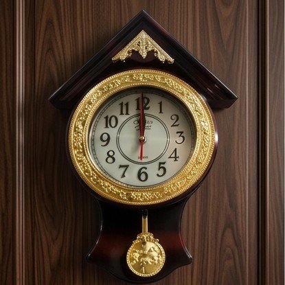 Royal Heritage Pendulum Wall Clock - Antique Brown & Gold